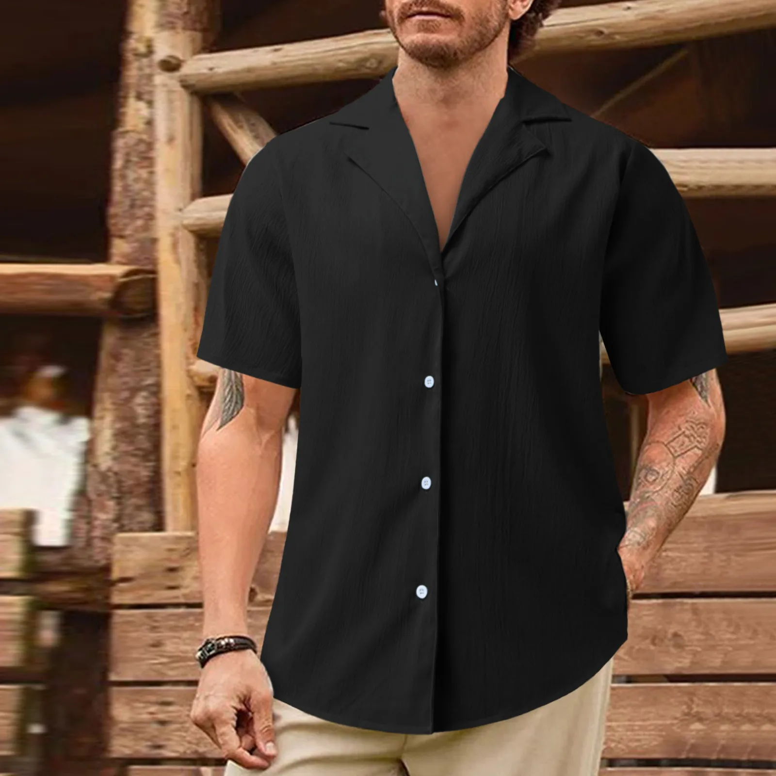Male Summer Casual Solid Fold Shirt Short Sleeve Turn Down Collar Shirt Blouse Mesh Sleeve
Male Summer Casual Solid Fold Shirt Short Sleeve Turn Down Collar Shirt Blouse Mesh Sleeve