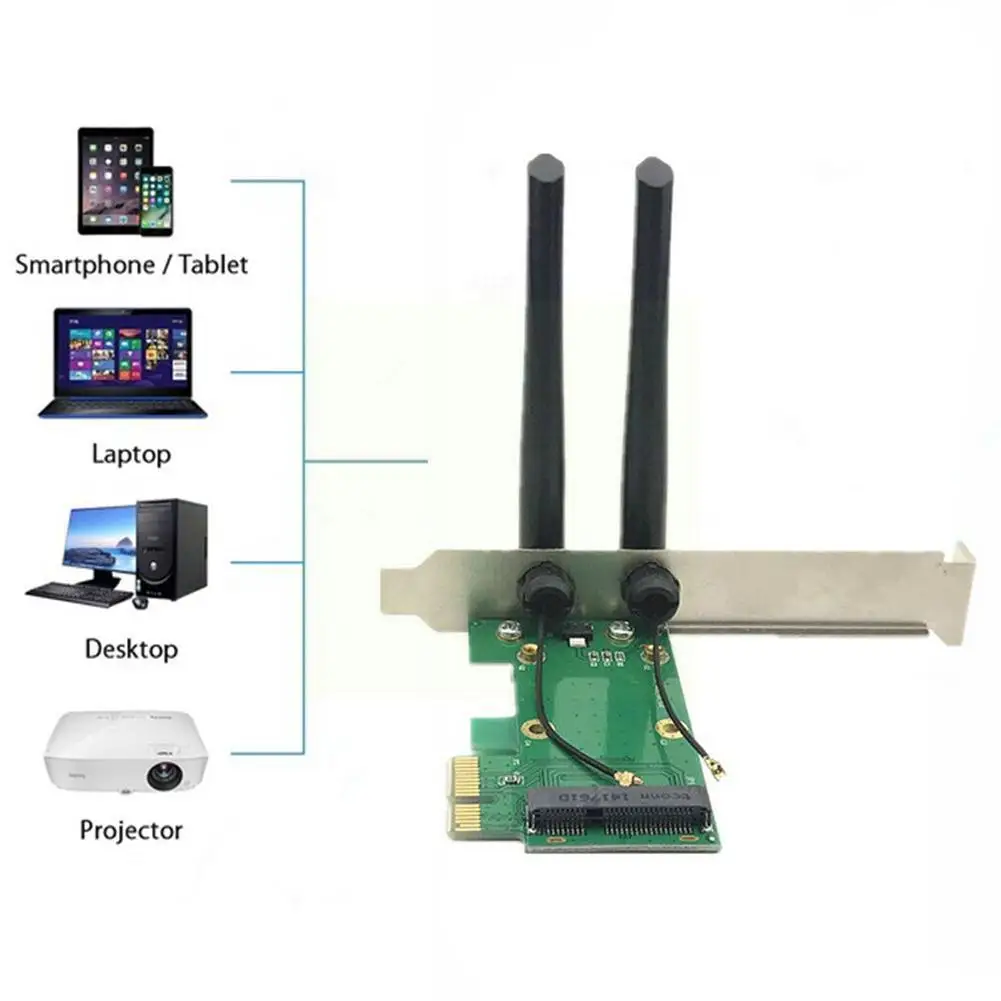 Беспроводная Wi-Fi сетевая карта Mini Pcie к Pci-e 1x настольный адаптер для антен компьютерные детали M5r0
Беспроводная Wi-Fi сетевая карта Mini Pcie к Pci-e 1x настольный адаптер для антен компьютерные детали M5r0
