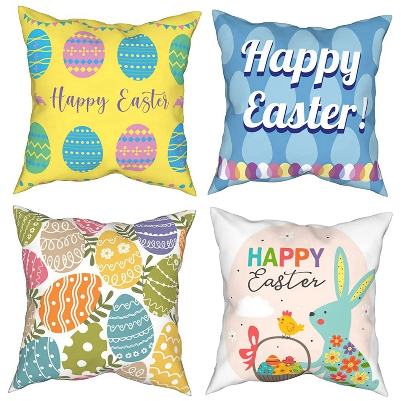 Easter Pillow Covers Set of 4 Easter Decorations Colorful Spring Printing Bunny Egg Easter Throw Pillow Case 18X18 Inch 
Easter Pillow Covers Set of 4 Easter Decorations Colorful Spring Printing Bunny Egg Easter Throw Pillow Case 18X18 Inch