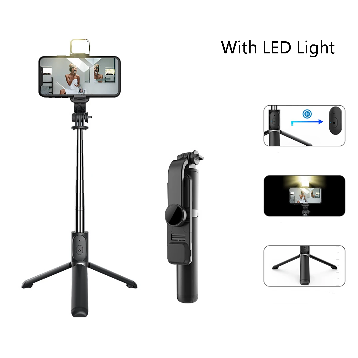 New Wireless Bluetooth Handheld Foldable Flexible Selfie Stick Stabilizer Smartphone Stand Tripod Phone Accessories 
New Wireless Bluetooth Handheld Foldable Flexible Selfie Stick Stabilizer Smartphone Stand Tripod Phone Accessories