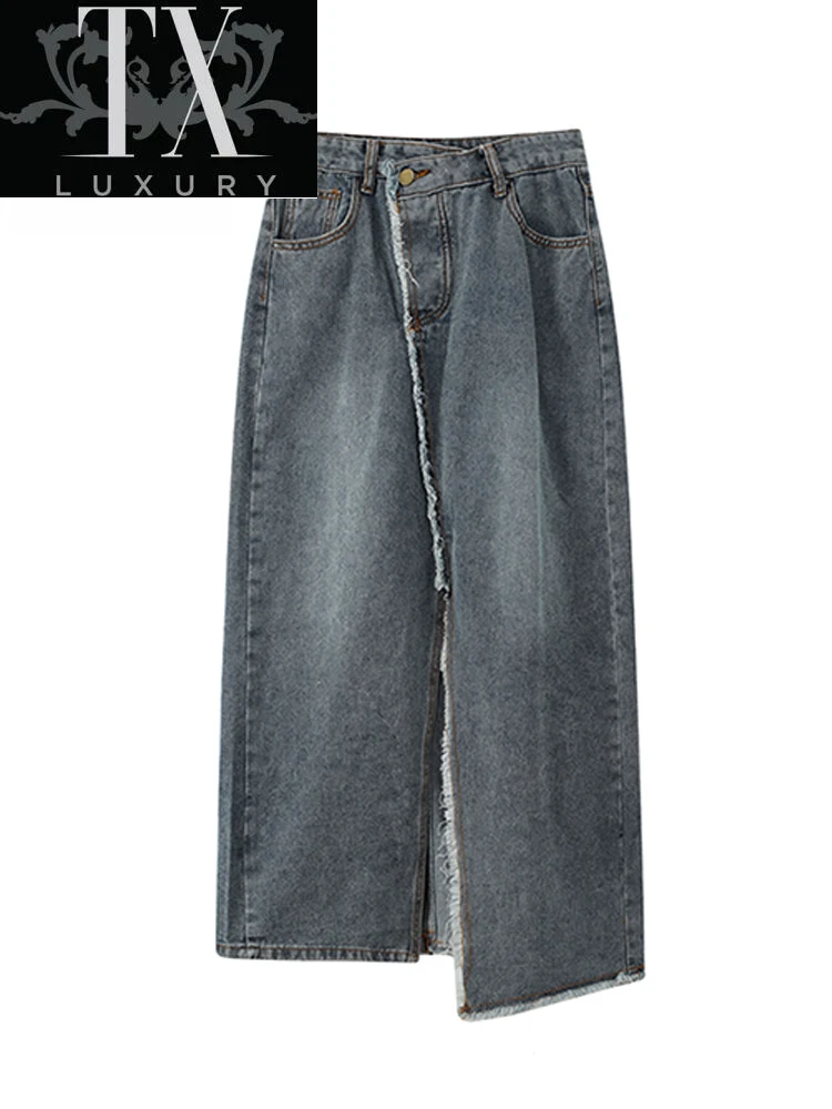 Women's Knee Length Denim Vintage High Waist Straight Jeans Female A-line Pencil Skirts Streetwear Casual Midi
Women's Knee Length Denim Vintage High Waist Straight Jeans Female A-line Pencil Skirts Streetwear Casual Midi