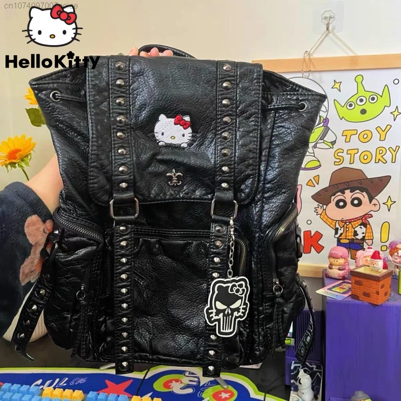 Sanrio Hello Kitty Y2k Bag Women Girl Punk Gothic Rivet Shoulder Bag Vintage PU Leather Backpack Female Large Capacity Backpacks
Sanrio Hello Kitty Y2k Bag Women Girl Punk Gothic Rivet Shoulder Bag Vintage PU Leather Backpack Female Large Capacity Backpacks