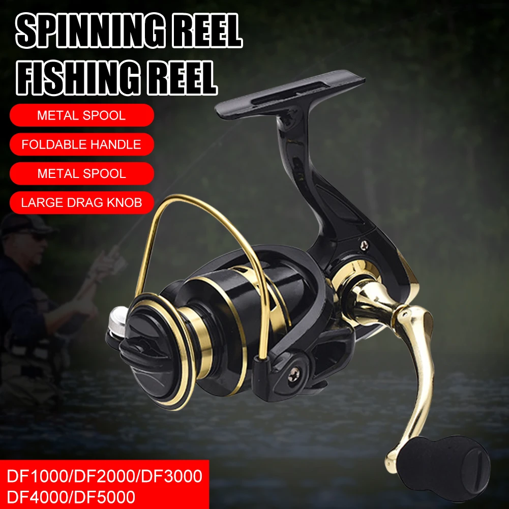Spinning Reel DF1000-5000 Fishing Reel Metal Spool 5.2:1 Gear Ratio 13+1BB Reversible Rocker Arm Saltwater Freshwater Tackle
Spinning Reel DF1000-5000 Fishing Reel Metal Spool 5.2:1 Gear Ratio 13+1BB Reversible Rocker Arm Saltwater Freshwater Tackle