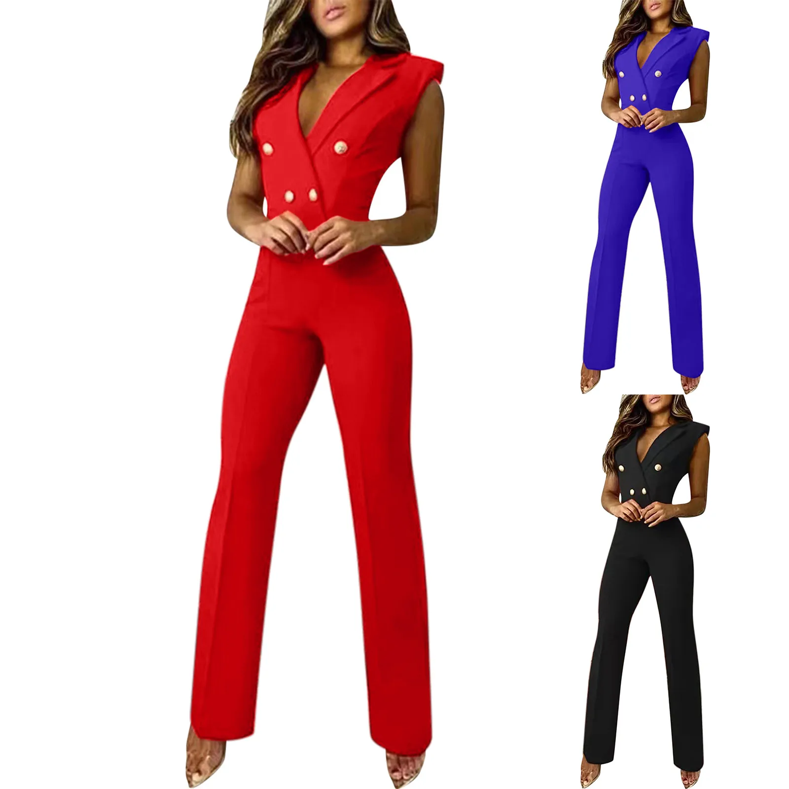 Jumpsuit Women Professional Wear Female 2022 Button V-Neck Sleeveless Solid Color Slim Office Jumpsuit Casual Professional Wear
Jumpsuit Women Professional Wear Female 2022 Button V-Neck Sleeveless Solid Color Slim Office Jumpsuit Casual Professional Wear