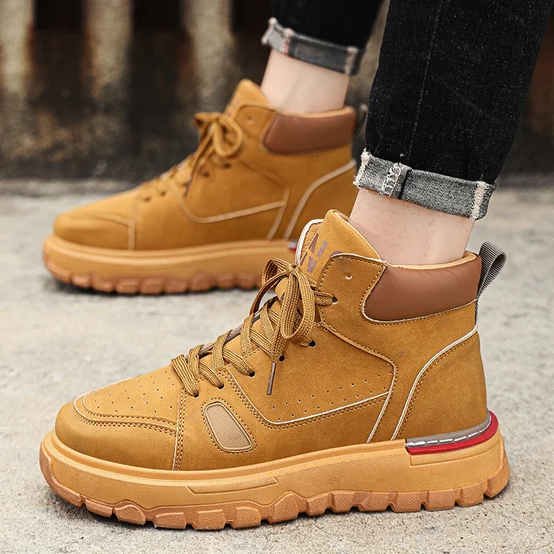 

British StyleMen's Roman Shoes2023 Autumn/winter Foreign Trade New Casual Men's Shoes Thick Soles and Versatile High Top Martins