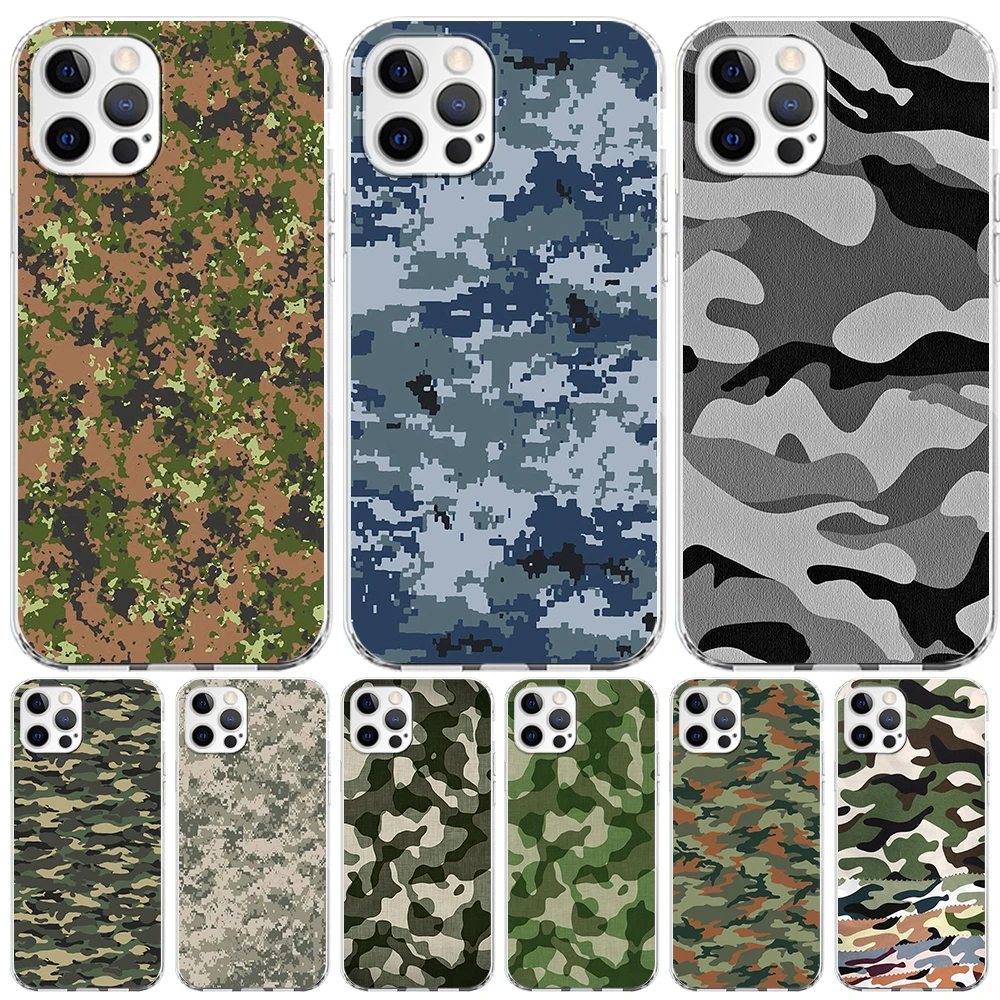 

Camouflage Pattern Camo Military Army Case for iPhone 14 Plus 13 12 Mini 11 Pro Max XR XS 7 8 X 6 6s Plus SE 2020 5s 5 TPU Cover