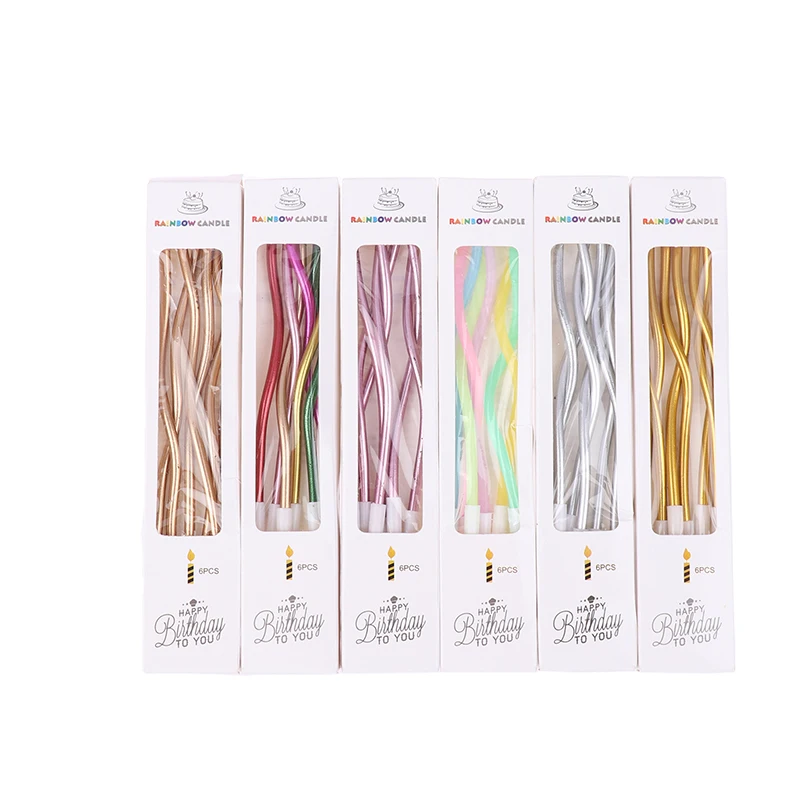 6Pcs/box Creative Threaded Candle Curved Cake Candle Cupcake Decorating Candle Toppers Wedding Party Decorative Supplies
6Pcs/box Creative Threaded Candle Curved Cake Candle Cupcake Decorating Candle Toppers Wedding Party Decorative Supplies