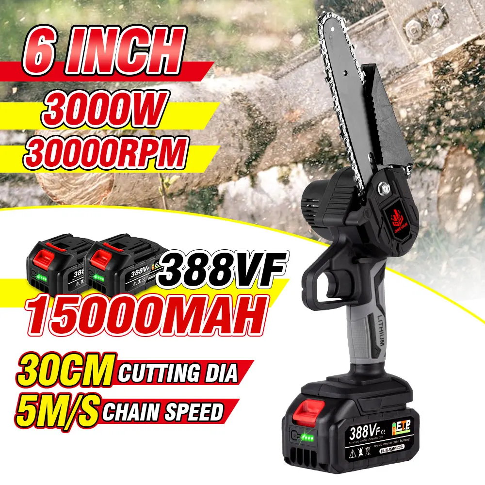 30000RPM 6 Inch Mini Eletric Saw Rechargeable 3000W Cordless Pruning Chain Saw Woodworking Cutting Tool For Makita 18V Battery
30000RPM 6 Inch Mini Eletric Saw Rechargeable 3000W Cordless Pruning Chain Saw Woodworking Cutting Tool For Makita 18V Battery