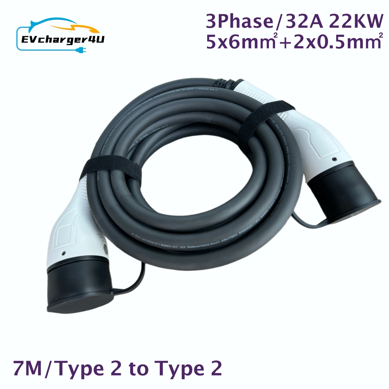 EVcharger4U Type2 to Type 2 EV Charging Cable 7M 3Phase 32A 22KW IEC62196 Extension Charger Cables for EVSE Station
EVcharger4U Type2 to Type 2 EV Charging Cable 7M 3Phase 32A 22KW IEC62196 Extension Charger Cables for EVSE Station