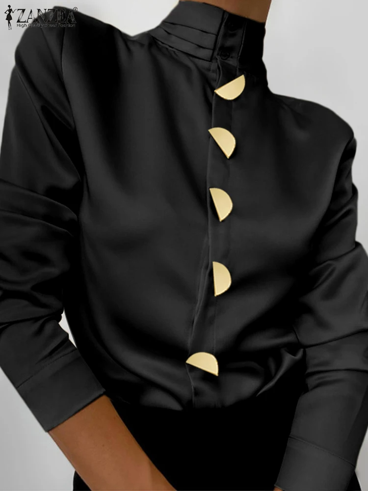 ZANZEA Women Satin Silk Elegant Blouses 2023 Fashion Pleated High Collar Buttons Blusas Autumn Casual Long Sleeve Shirts Femme
ZANZEA Women Satin Silk Elegant Blouses 2023 Fashion Pleated High Collar Buttons Blusas Autumn Casual Long Sleeve Shirts Femme