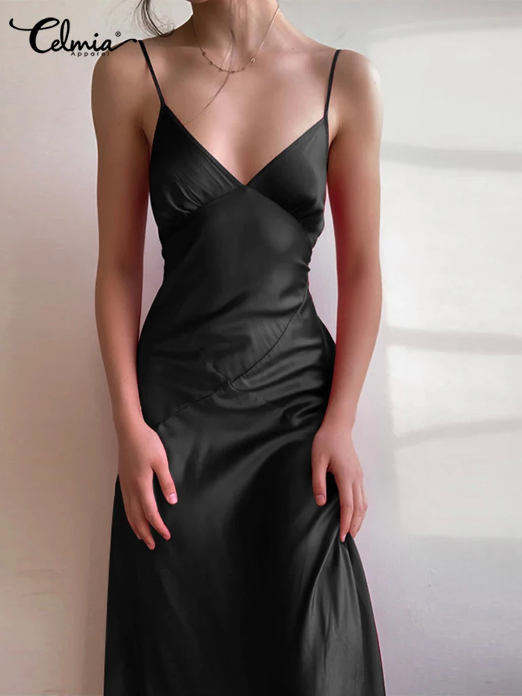 Celmia Women Strap Pajama Sleepwear 2022 Sexy Spaghetti V-neck Nightgown Summer Slim Satin Long Nightdress Elegant Lady Homewear
Celmia Women Strap Pajama Sleepwear 2022 Sexy Spaghetti V-neck Nightgown Summer Slim Satin Long Nightdress Elegant Lady Homewear