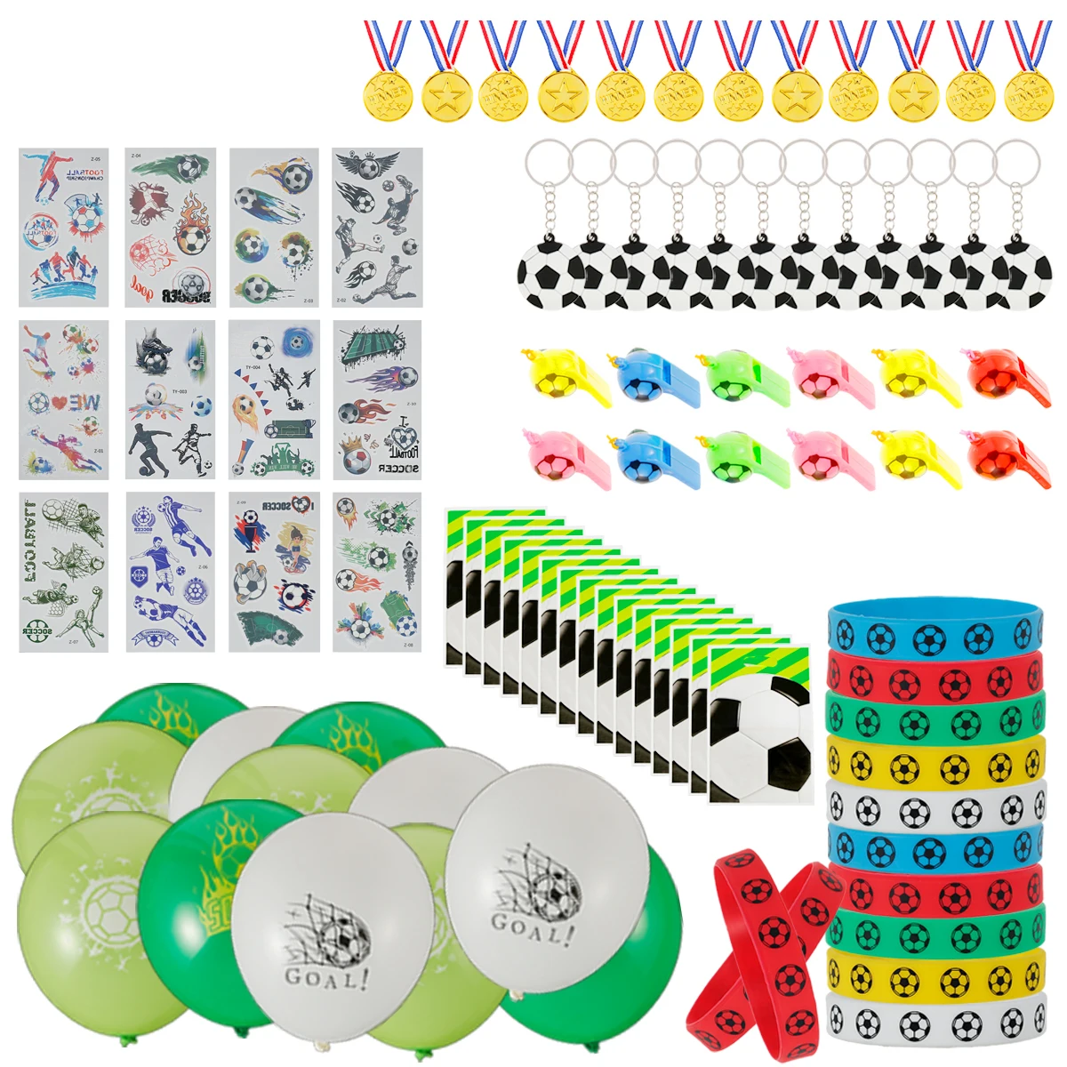 87Pcs Football Party Favor Set Football Party Bags Fillers Include Football Key Chains Wristbands Whistles Stickers and Football
87Pcs Football Party Favor Set Football Party Bags Fillers Include Football Key Chains Wristbands Whistles Stickers and Football