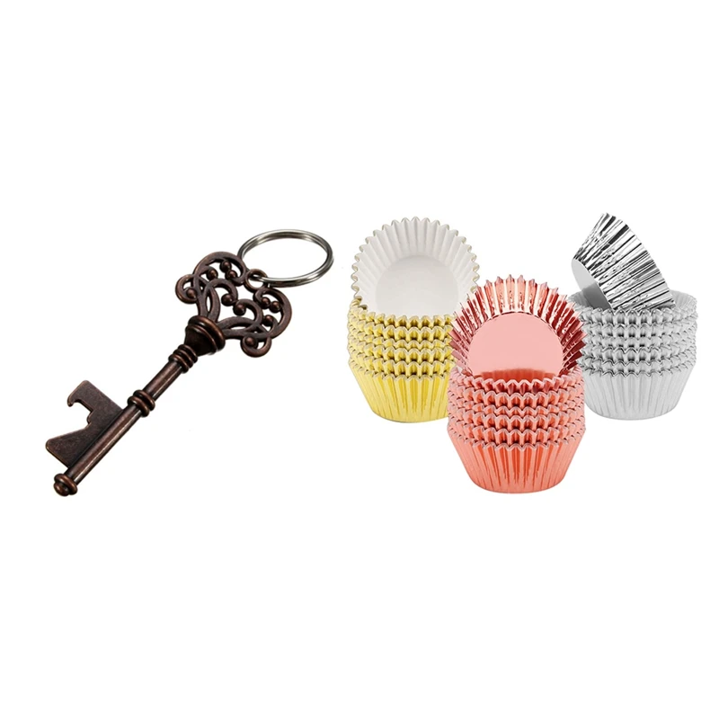 Antique Key Shaped Wine Beer Bottle Opener With 300Pcs Foil Cupcake Liners Muffin Paper Cases Baking Cups
Antique Key Shaped Wine Beer Bottle Opener With 300Pcs Foil Cupcake Liners Muffin Paper Cases Baking Cups