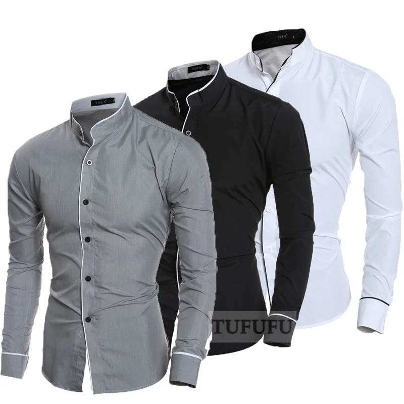 2022 Men Stand Collar Shirt Long Sleeve Pure Colors Solid Slim Fit Business Shirts Male
2022 Men Stand Collar Shirt Long Sleeve Pure Colors Solid Slim Fit Business Shirts Male