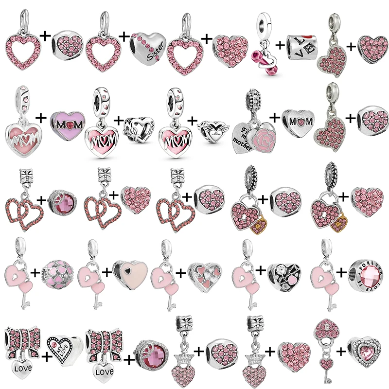 2Pcs/Lot Pink Crystal Heart Charms Beads Pendant Fit Original Pandora Bracelets Necklaces For Women Jewelry Valentine's Day GIft
2Pcs/Lot Pink Crystal Heart Charms Beads Pendant Fit Original Pandora Bracelets Necklaces For Women Jewelry Valentine's Day GIft