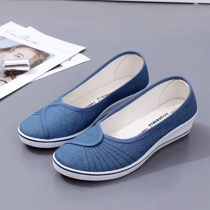 

Female Footwear Wedge Women's Shoes Canvas Slip on New In Original Free Shipping Promotion Low Price Trends 2023 with Cheap A 39