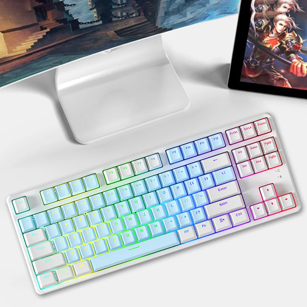 Backlight Gaming Keyboard Type-C Wired 87 Keys Gaming Keyboard Mechanical Bluetooth-compatible 5.0 Hot Swap with Key Puller 
Backlight Gaming Keyboard Type-C Wired 87 Keys Gaming Keyboard Mechanical Bluetooth-compatible 5.0 Hot Swap with Key Puller