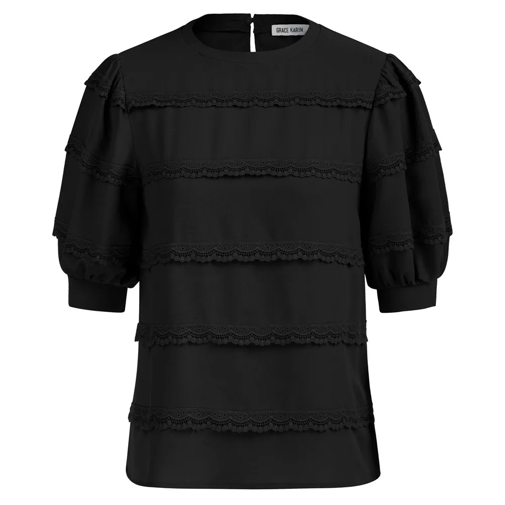GRACE KARIN Women's Work Business Blouse Casual Puff Short Sleeve Shirts Lace Tops Loose Fit Pullover Shirts Office Lady Clothes
GRACE KARIN Women's Work Business Blouse Casual Puff Short Sleeve Shirts Lace Tops Loose Fit Pullover Shirts Office Lady Clothes