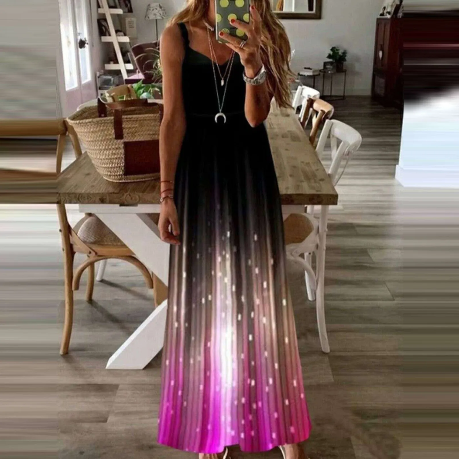 Women's Dress Colorful Luminous Print Sleeveless Vest Maxi Dress 2023 Summer Casual Loose Fashion Beach Holiday Long Dresses
Women's Dress Colorful Luminous Print Sleeveless Vest Maxi Dress 2023 Summer Casual Loose Fashion Beach Holiday Long Dresses
