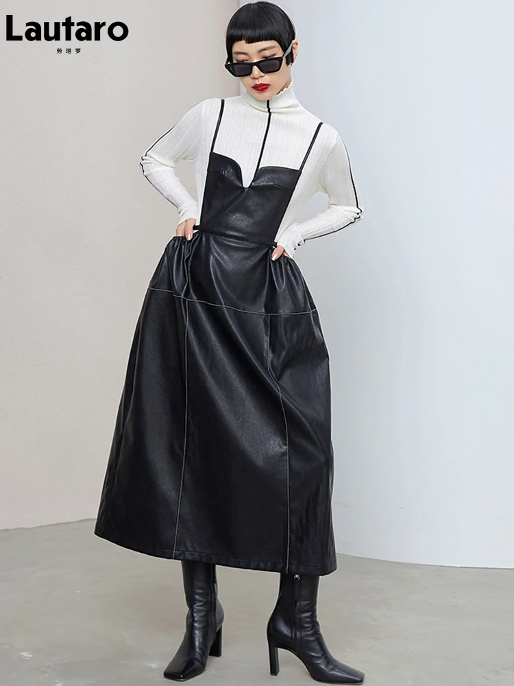 Lautaro Summer Spaghetti Strap White Black Leather Midi Dresses for Women 2022 Fit and Flare Backless Designer Clothes Women
Lautaro Summer Spaghetti Strap White Black Leather Midi Dresses for Women 2022 Fit and Flare Backless Designer Clothes Women