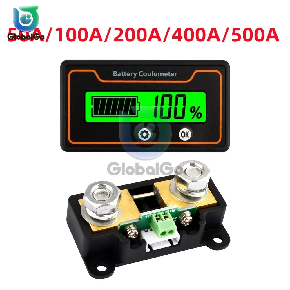 50A/100A/200A/400A/500 Battery Capacity Indicator 8-120V Voltmeter Coulometer with Shunt Lead Acid Lithium LiFePO4 Display Meter
50A/100A/200A/400A/500 Battery Capacity Indicator 8-120V Voltmeter Coulometer with Shunt Lead Acid Lithium LiFePO4 Display Meter