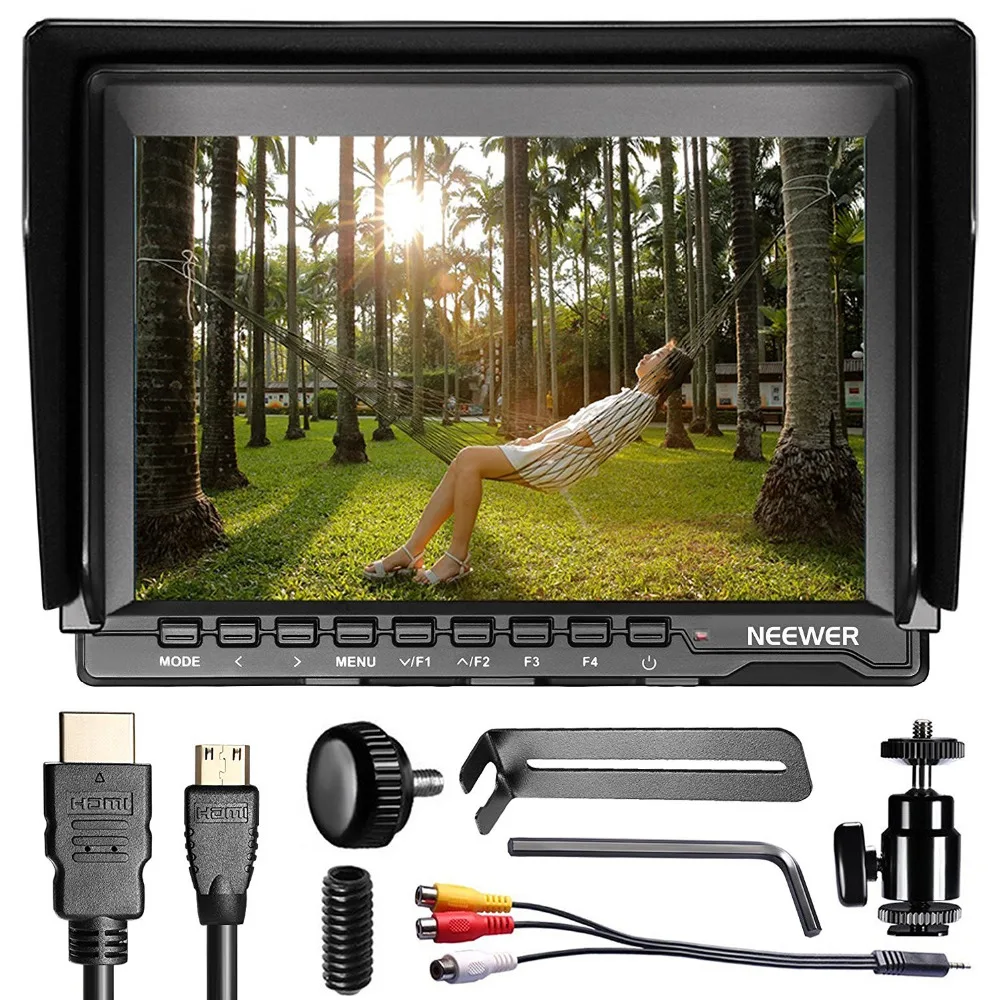 7-дюймовый монитор для камеры Neewer, видеопомощник, тонкий IPS 1280x800 HDMI Вход 1080p с солнцезащитным козырьком для DSLR-камеры s
7-дюймовый монитор для камеры Neewer, видеопомощник, тонкий IPS 1280x800 HDMI Вход 1080p с солнцезащитным козырьком для DSLR-камеры s