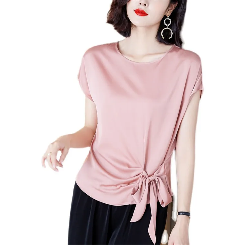 Новинка 2022, летняя женская футболка, атласная Женская футболка из вискозы, Женские топы с коротким рукавом, женская футболка на шнуровке с б... 
Новинка 2022, летняя женская футболка, атласная Женская футболка из вискозы, Женские топы с коротким рукавом, женская футболка на шнуровке с б...