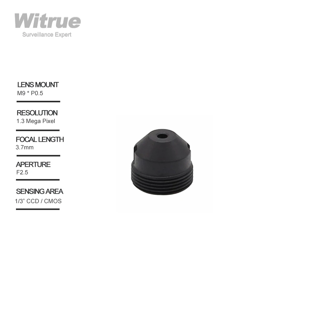

Witrue Pinhole CCTV Camera Lens 3.7mm M9 X P0.5 Mount 1.3 Megapixel 1/3" F2.5 for Mini Security Cameras