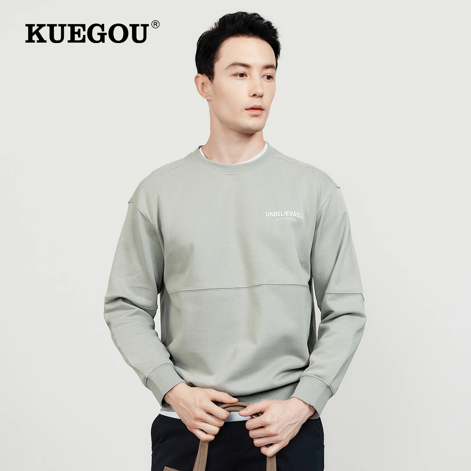 KUEGOU 2022 Autumn Cotton Plain Black Print Sweatshirt Men Crewneck Slim Fashion For Male Streetwear Plus Size Clothing 79710
KUEGOU 2022 Autumn Cotton Plain Black Print Sweatshirt Men Crewneck Slim Fashion For Male Streetwear Plus Size Clothing 79710