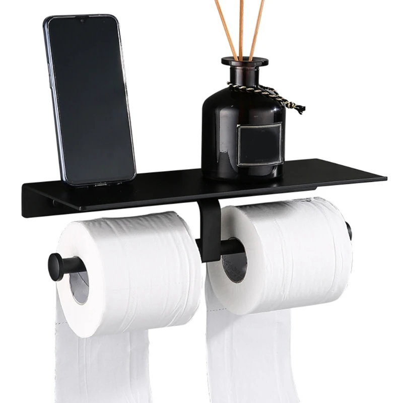 Modern Dual-purpose Toilet Paper Holder Wall-mounted Tissue Rack with Shelf Bathroom Double Rod Toilet Paper Dispenser
Modern Dual-purpose Toilet Paper Holder Wall-mounted Tissue Rack with Shelf Bathroom Double Rod Toilet Paper Dispenser