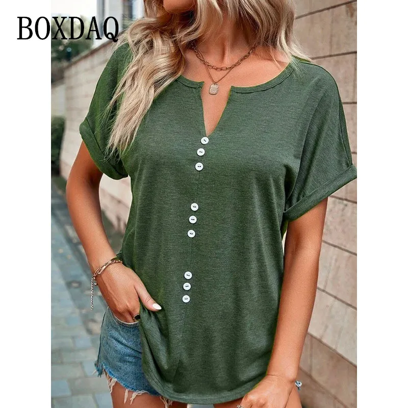 2023 New Spring Women Blouses Summer Short Sleeve Solid Loose Shirts Oversized Casual V-Neck Button Pullovers Ladies Green Tops
2023 New Spring Women Blouses Summer Short Sleeve Solid Loose Shirts Oversized Casual V-Neck Button Pullovers Ladies Green Tops