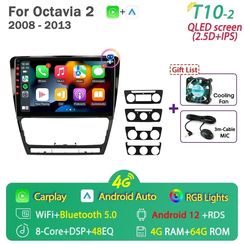 Автомобильный радиоприемник Android 12 для Volkswagen Skoda Octavia 2 A5 2004-2013, мультимедийный видеоплеер, навигация, 2Din Carplay DVD, головное устройство 
Автомобильный радиоприемник Android 12 для Volkswagen Skoda Octavia 2 A5 2004-2013, мультимедийный видеоплеер, навигация, 2Din Carplay DVD, головное устройство
