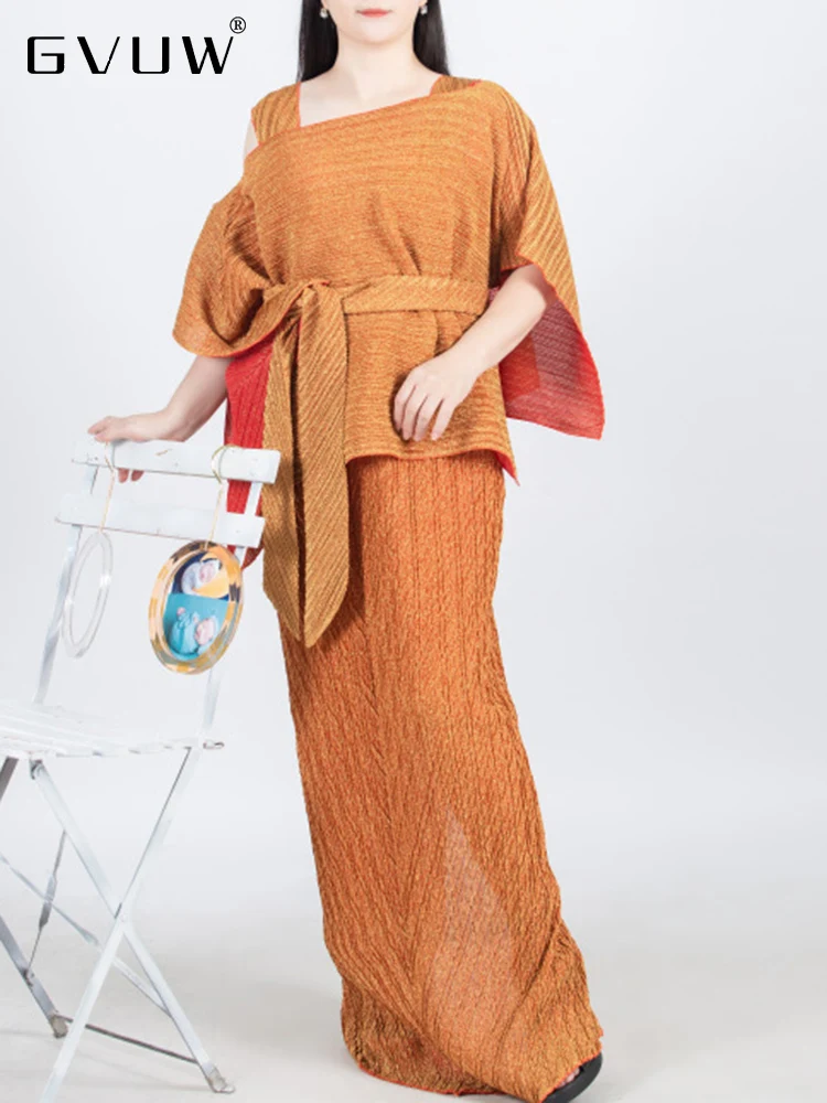 GVUW Lace-up Pleated Two Piece Sets For Women Loose Irregular Flare Collar Skew Collar Top Solid Color Dress 2023 Summer 17J0571
GVUW Lace-up Pleated Two Piece Sets For Women Loose Irregular Flare Collar Skew Collar Top Solid Color Dress 2023 Summer 17J0571
