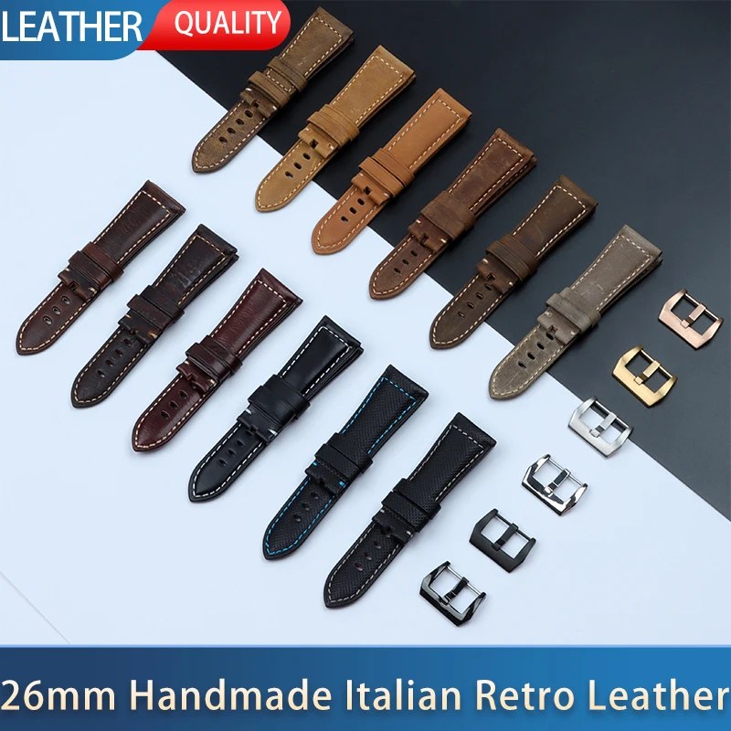 26mm Handmade Italian Retro Brown Vintage Genuine Real eather Watchband Replace For Panerai Strap 45mm 47mm Dial Watch Band
26mm Handmade Italian Retro Brown Vintage Genuine Real eather Watchband Replace For Panerai Strap 45mm 47mm Dial Watch Band
