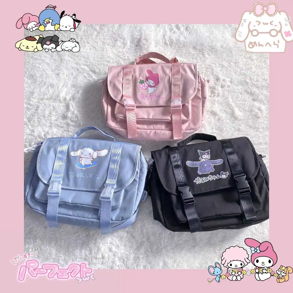 Sanrio Shoulder Bag Kuromi My Melody Cinnamoroll Backpacks Kawaii Cartoon Jk Handbag Versatile Uniform Bag
Sanrio Shoulder Bag Kuromi My Melody Cinnamoroll Backpacks Kawaii Cartoon Jk Handbag Versatile Uniform Bag