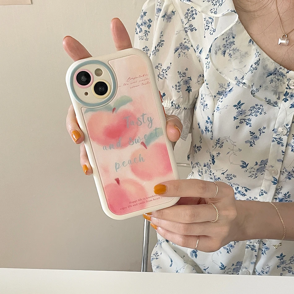 For iPhone 14 ProMax Case Watercolor English Honey Peach Round Hole Glass Case For iPhone 13 12 11 Pro Max Shockproof Soft Cover
For iPhone 14 ProMax Case Watercolor English Honey Peach Round Hole Glass Case For iPhone 13 12 11 Pro Max Shockproof Soft Cover