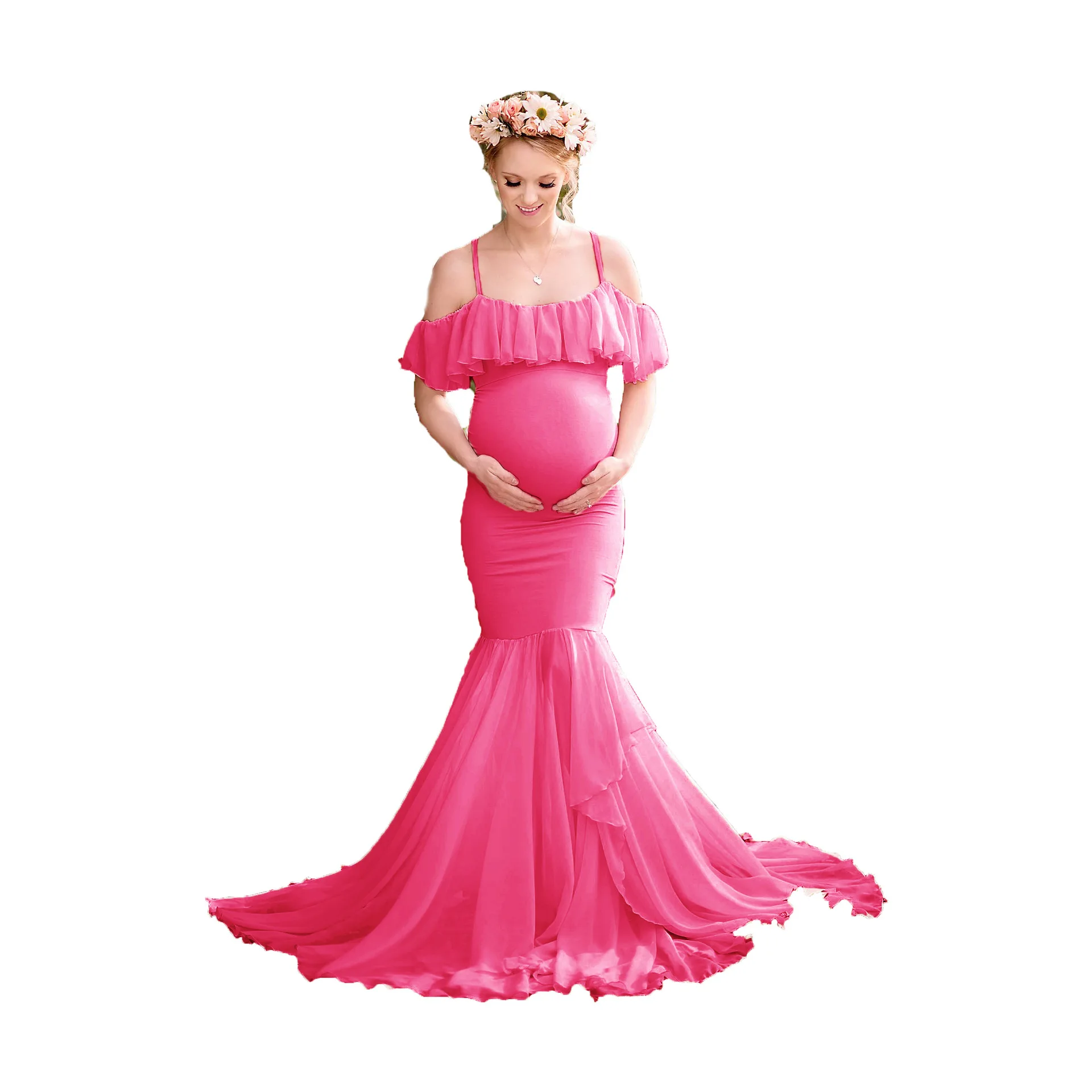 

Новые платья с открытыми плечами для фотосъемки при беременности, мерсеризованные длинные платья макси для беременных женщин