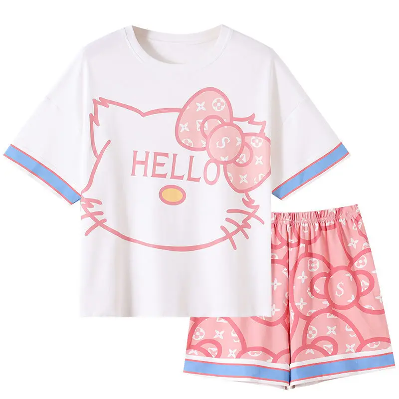 Новинка 2022, пижама Hello Kitty Sanrio Kawaii Y2K, женские пижамы, летняя Милая Студенческая Хлопковая женская пижама с коротким рукавом
Новинка 2022, пижама Hello Kitty Sanrio Kawaii Y2K, женские пижамы, летняя Милая Студенческая Хлопковая женская пижама с коротким рукавом
