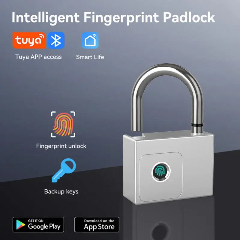 Fingerprint With Backup Key Door Lock Black Silver Smart Padlock USB Rechargeable Quick Unlock Via Tuya Smart Life Bluetooth
Fingerprint With Backup Key Door Lock Black Silver Smart Padlock USB Rechargeable Quick Unlock Via Tuya Smart Life Bluetooth