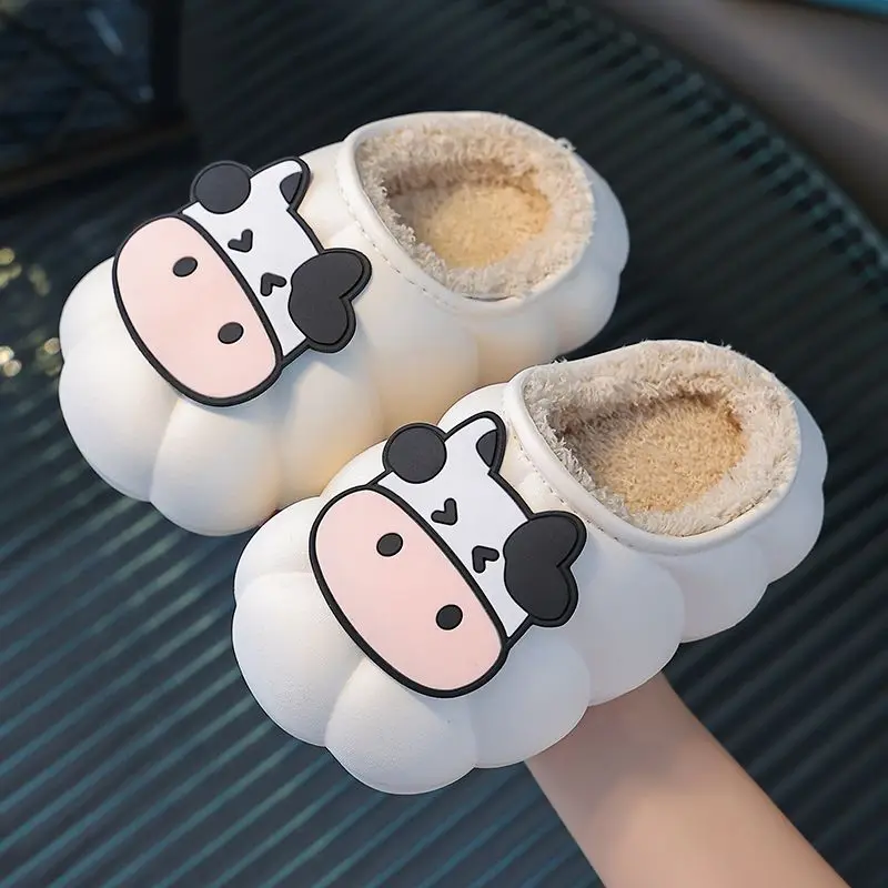 

2022 New Children Slipper Cow Animal Cartoon Kids Shoes Top Quality Flat Flip flop Lovely Little Dairy Cow Indoor Soft Slippers