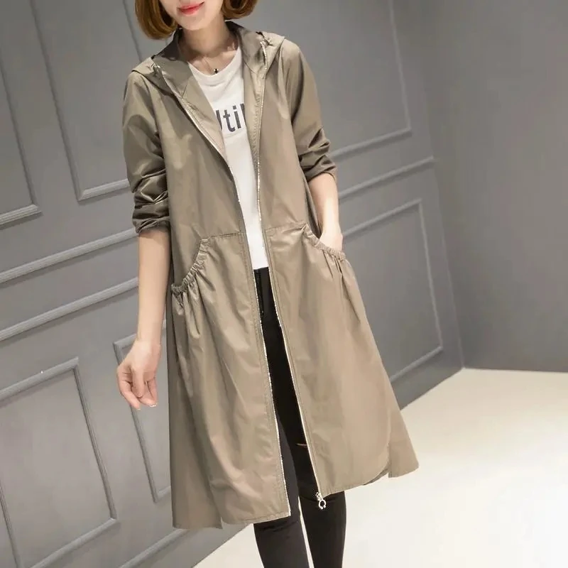 Women's Long Loose-fitting Trench Coat With Hood, Elegant Straight Overcoat Vintage Spring Autumn Fashion Leisure Over The Knee
Women's Long Loose-fitting Trench Coat With Hood, Elegant Straight Overcoat Vintage Spring Autumn Fashion Leisure Over The Knee