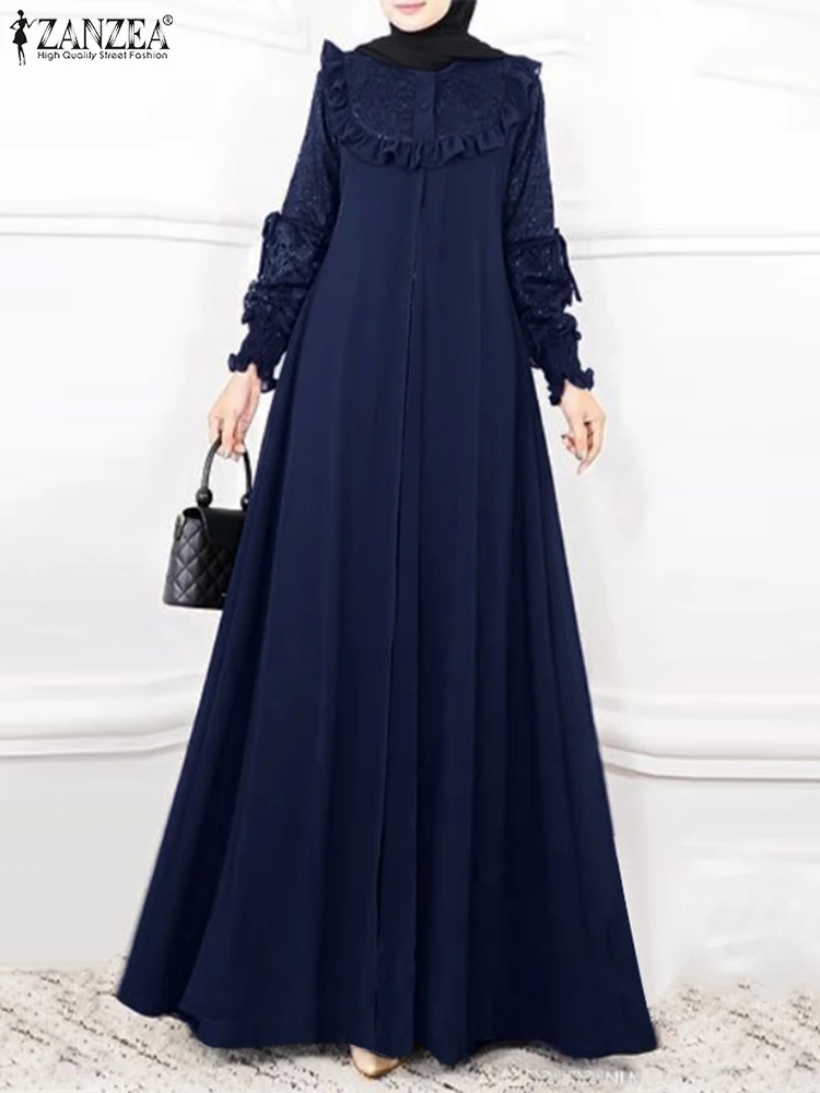 Dubai Turkey Abaya Hijab Vestidos ZANZEA Fashion Lace Crochet Sundress Women Autumn Long Sleeve Kaftan Maxi Long Dress Muslim 
Dubai Turkey Abaya Hijab Vestidos ZANZEA Fashion Lace Crochet Sundress Women Autumn Long Sleeve Kaftan Maxi Long Dress Muslim