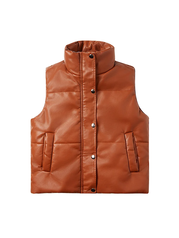 FTLZZ Spring Autumn Casual Lady Stand Collar Button Cotton Parkas Vest Jacket Coat Women PU Leather Vest Jacket
FTLZZ Spring Autumn Casual Lady Stand Collar Button Cotton Parkas Vest Jacket Coat Women PU Leather Vest Jacket