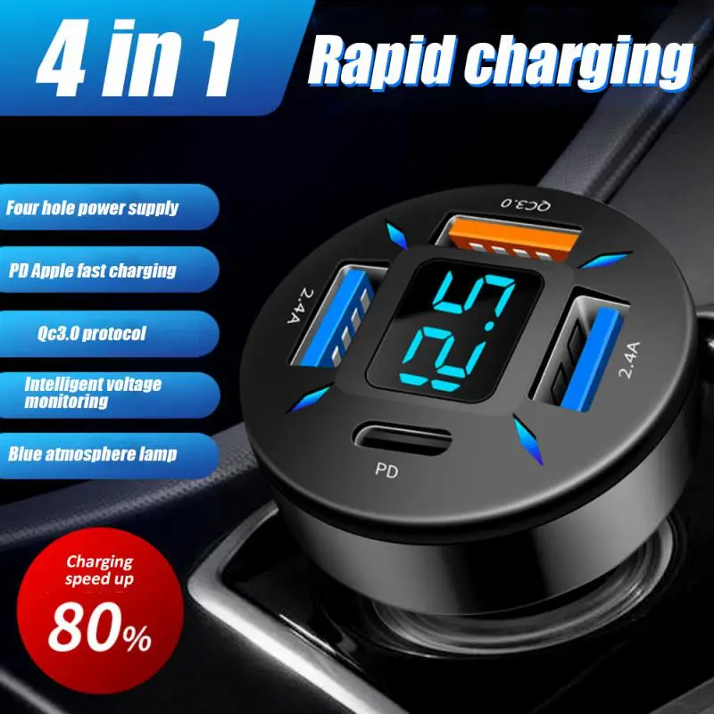 4usb Fast Charge Cigarette Lighter Digital Display Multifunctional Car Charger Adapter Universal Car Charger
4usb Fast Charge Cigarette Lighter Digital Display Multifunctional Car Charger Adapter Universal Car Charger