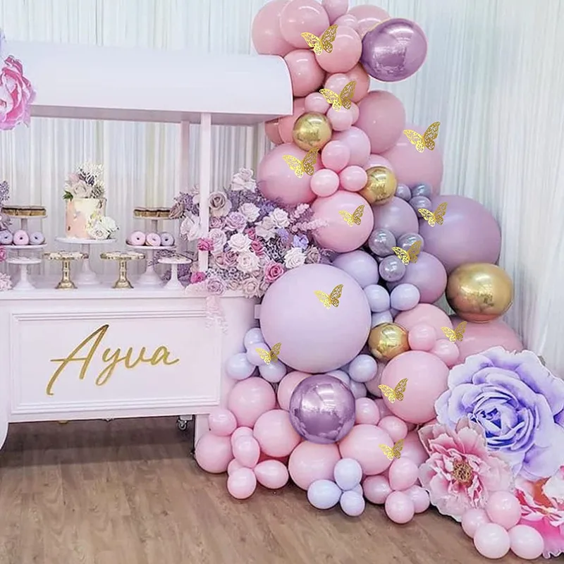 89Pcs Macaron Pink Purple Balloon Garland Arch Kit 12Pcs Gold Paper Butterfly Stickers For Baby Shower Birthday Party Decoration
89Pcs Macaron Pink Purple Balloon Garland Arch Kit 12Pcs Gold Paper Butterfly Stickers For Baby Shower Birthday Party Decoration