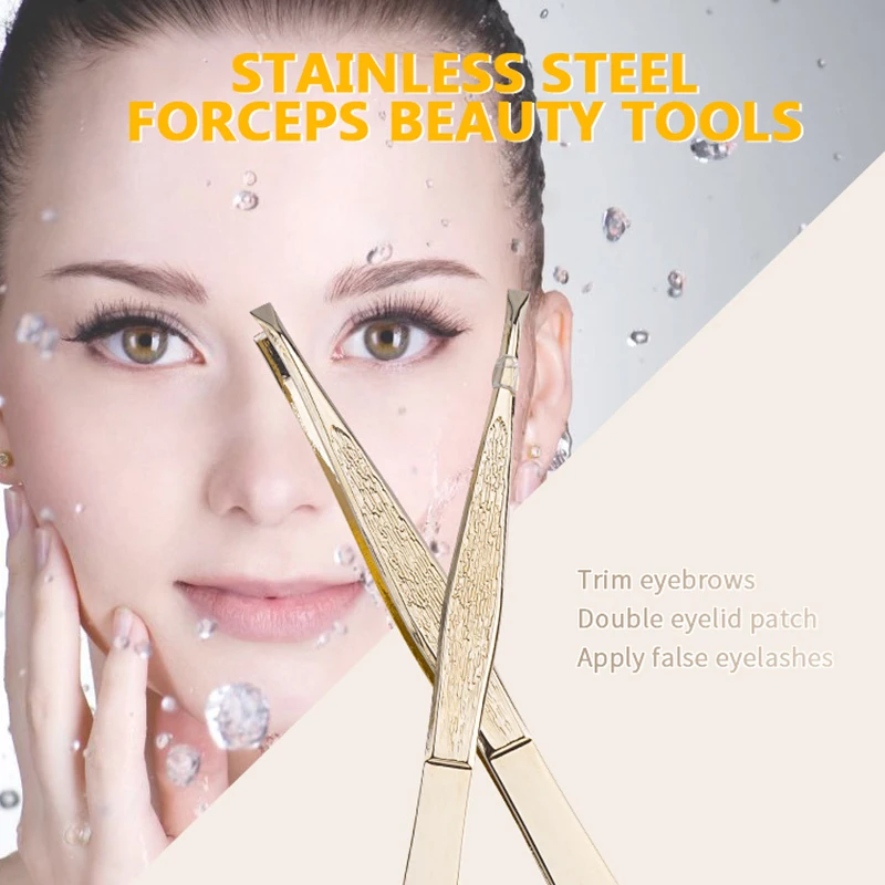 

Stainless Steel Tweezers Eyebrow Pliers Eyebrow Flat /oblique Mouth Eyebrow Clip Plucking Eyelash Curler Beauty Makeup Tools