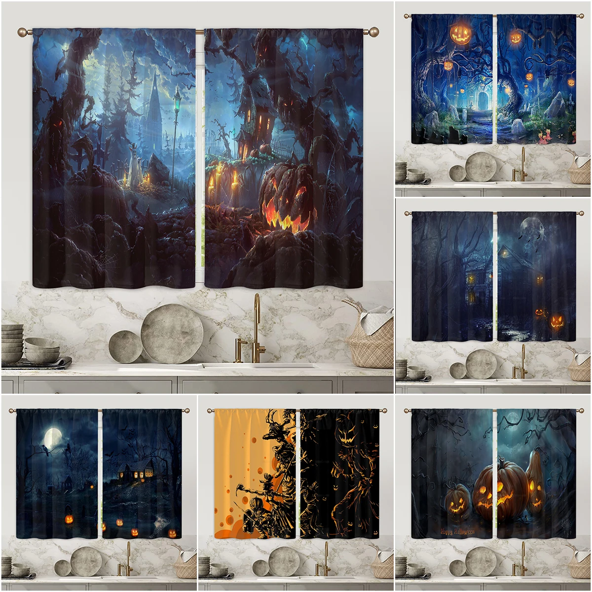Scary Halloween Atmosphere 3D Digital Printing Curtain Kitchen Short Window Curtains 2 Panels
Scary Halloween Atmosphere 3D Digital Printing Curtain Kitchen Short Window Curtains 2 Panels