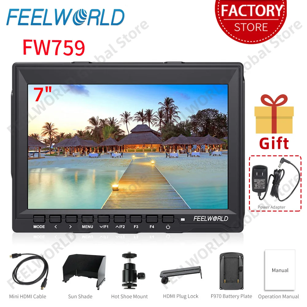 7-дюймовый монитор для цифровой зеркальной камеры FEELWORLD FW759 IPS HD 1280x80 0 ЖК-дисплей с HDMI AV входом видеопомощник портативный для камеры
7-дюймовый монитор для цифровой зеркальной камеры FEELWORLD FW759 IPS HD 1280x80 0 ЖК-дисплей с HDMI AV входом видеопомощник портативный для камеры