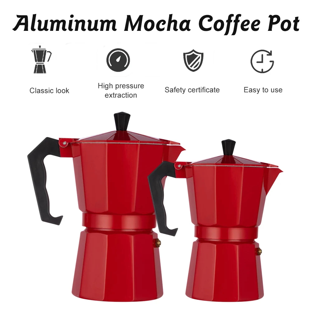 300ML Coffee Moka Pot Household Espresso Coffee Maker Aluminum Alloy Coffee Brewer Coffee Kettle Home Kitchen Cafe Tools
300ML Coffee Moka Pot Household Espresso Coffee Maker Aluminum Alloy Coffee Brewer Coffee Kettle Home Kitchen Cafe Tools
