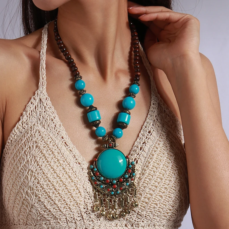 Bohemian Turquoise Stone Necklace Vintage Brass Flowers Tassel Statement Necklaces for Women Femme Jewelry Bijoux Collier Femme
Bohemian Turquoise Stone Necklace Vintage Brass Flowers Tassel Statement Necklaces for Women Femme Jewelry Bijoux Collier Femme